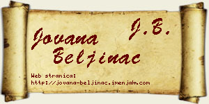 Jovana Beljinac vizit kartica